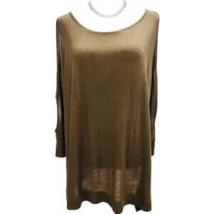 Easel Oversized Cold Shoulder Tunic Small Olive Boho Flowy Lightweight Top